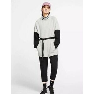 Nike Tech Fleece Mock Neck Belted Dress Tunic Oversized Sz S Heathered Gray